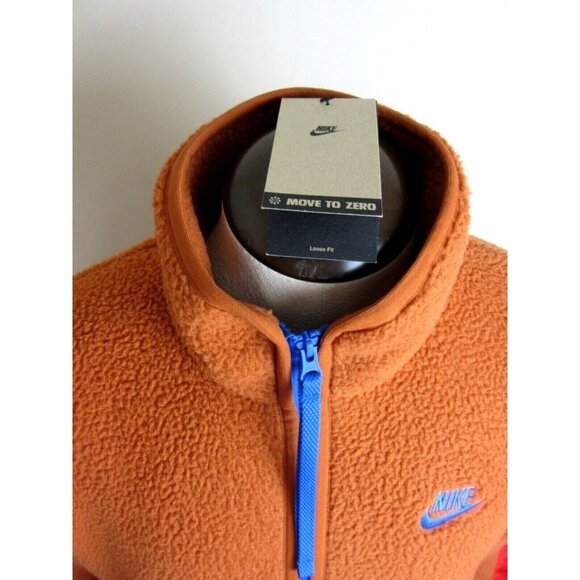 Nike Sportswear Men's Sport Essentials Full Zip Fleece Jacket Orange Size Medium - Picture 4 of 5